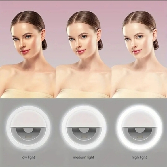 NEW LED Selfie Ring Light. USB Rechargeable 3 Settings - White - Picture 2 of 6